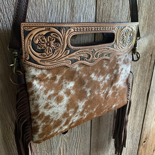 Cowhide Tooled Fringe Purse - 06