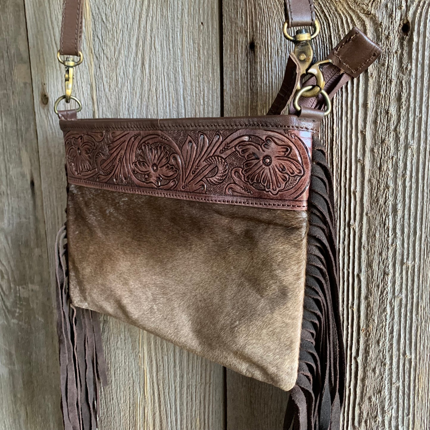 Cowhide Tooled Fringe Purse - 10