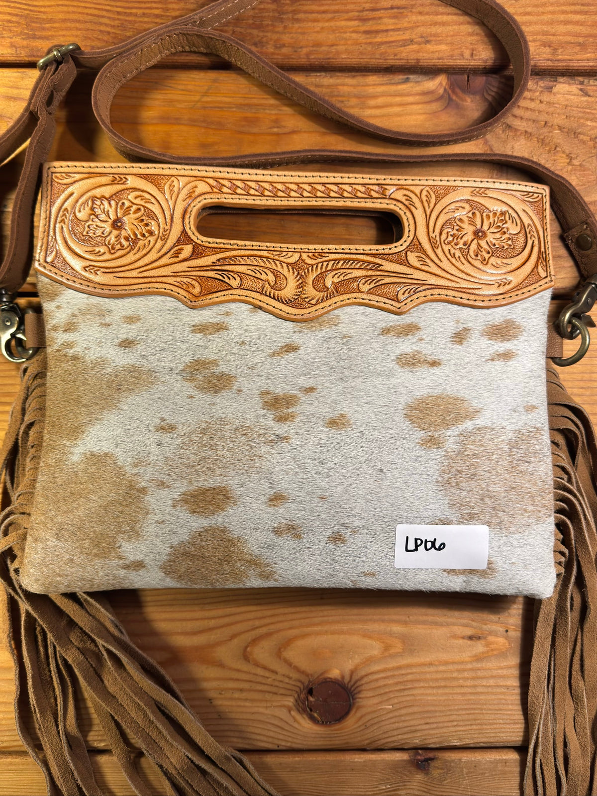 Light Tooling Cowhide Purse - LP06