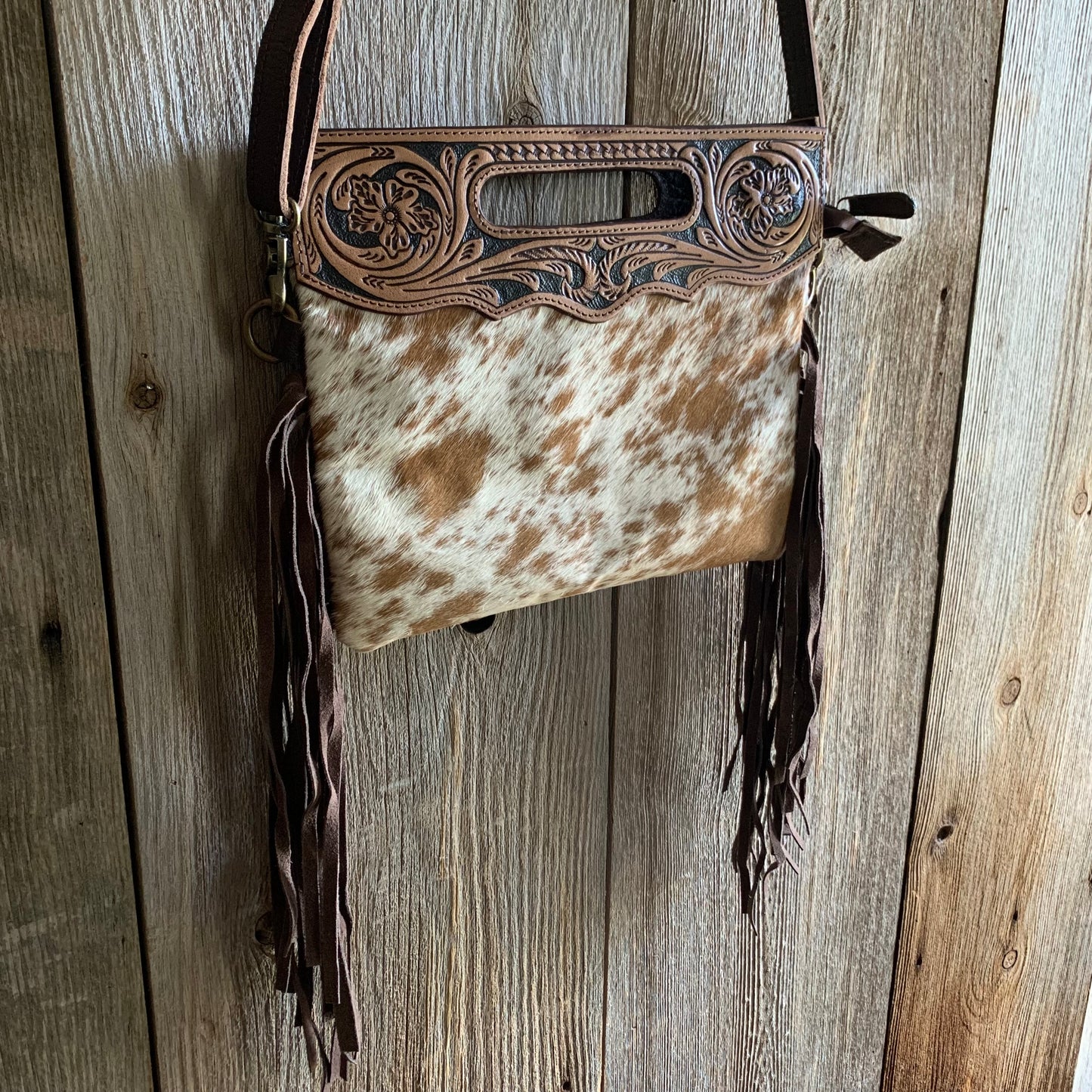 Cowhide Tooled Fringe Purse - 07