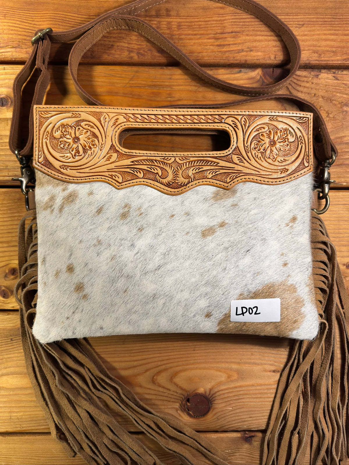 Light Tooling Cowhide Purse - LP02