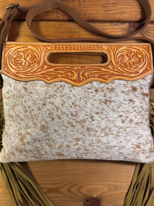 Light Tooling Cowhide Purse - LP08