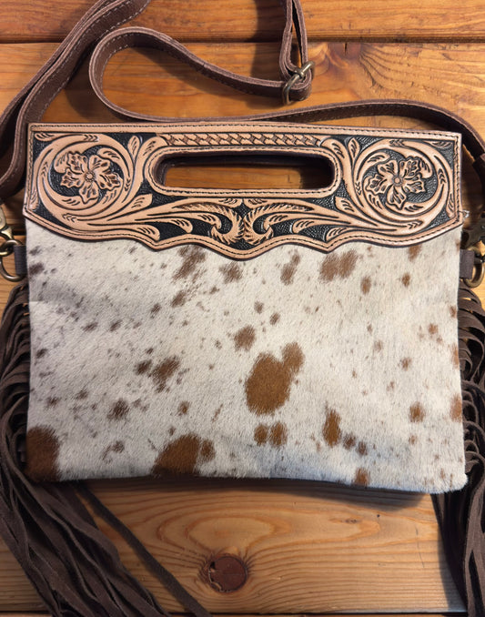 Dark Tooling Cowhide Purse - DP08