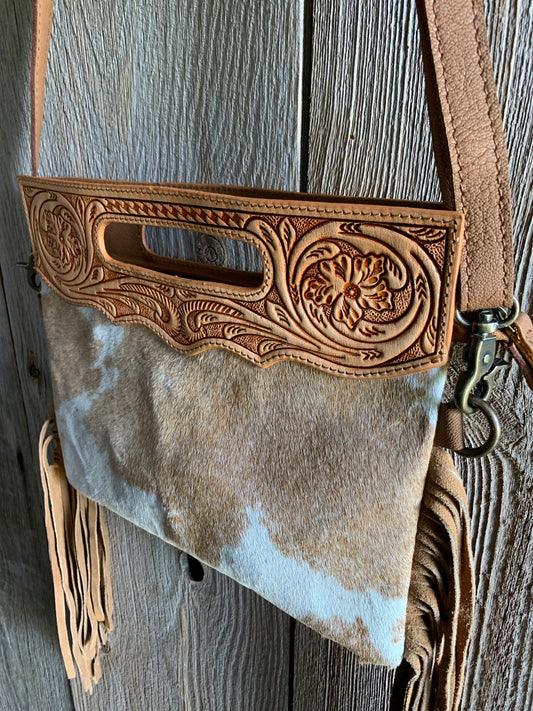 Cowhide Tooled Fringe Purse - 03