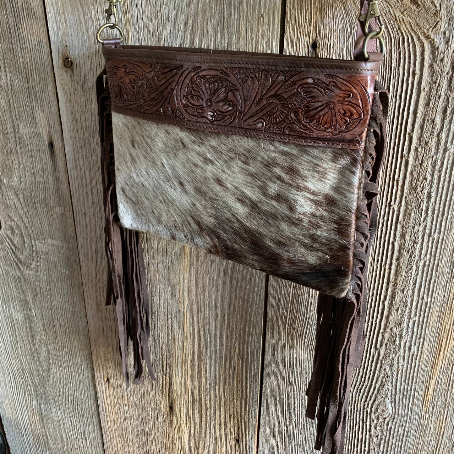 Cowhide Tooled Fringe Purse - 08