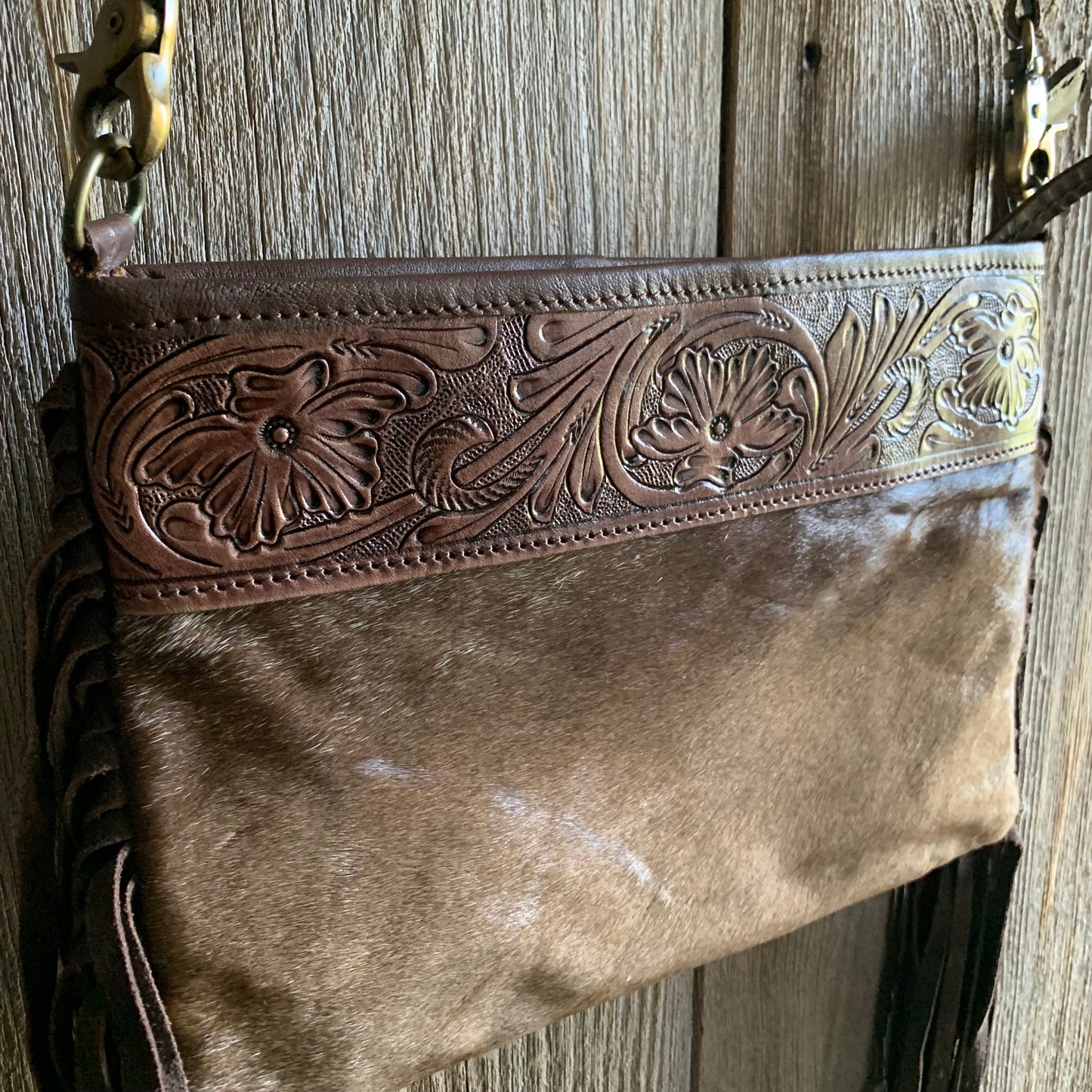 Cowhide Tooled Fringe Purse - 10