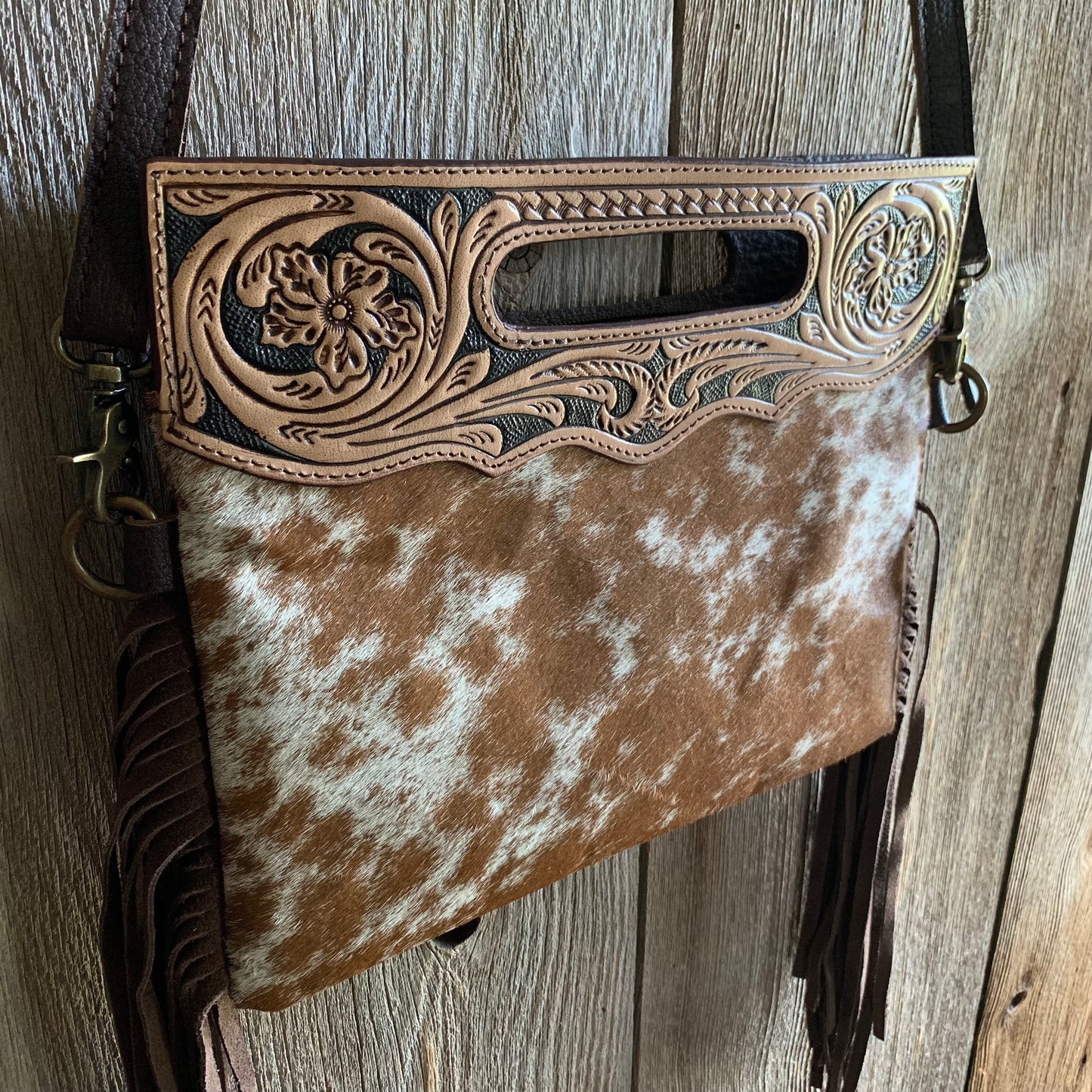 Cowhide Tooled Fringe Purse - 06