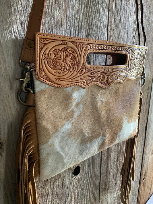 Cowhide Tooled Fringe Purse - 03