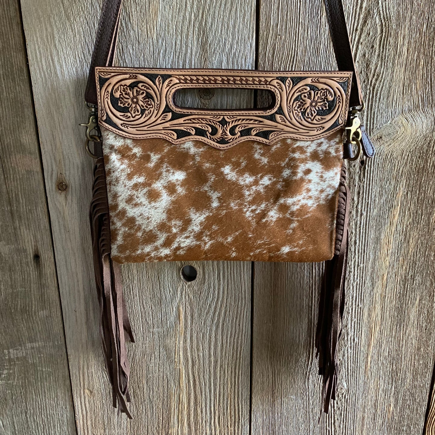 Cowhide Tooled Fringe Purse - 06