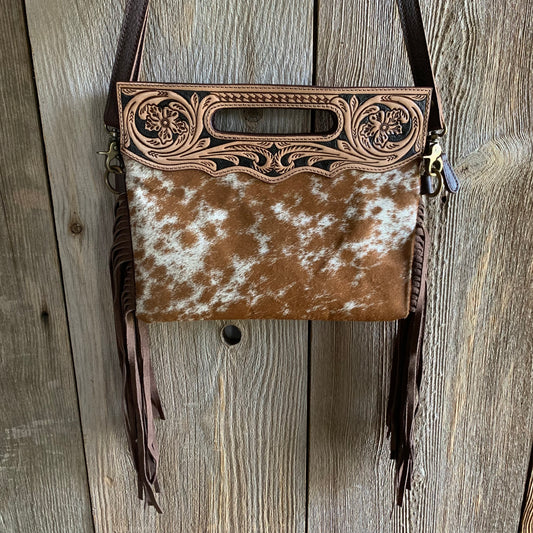Cowhide Tooled Fringe Purse - 06