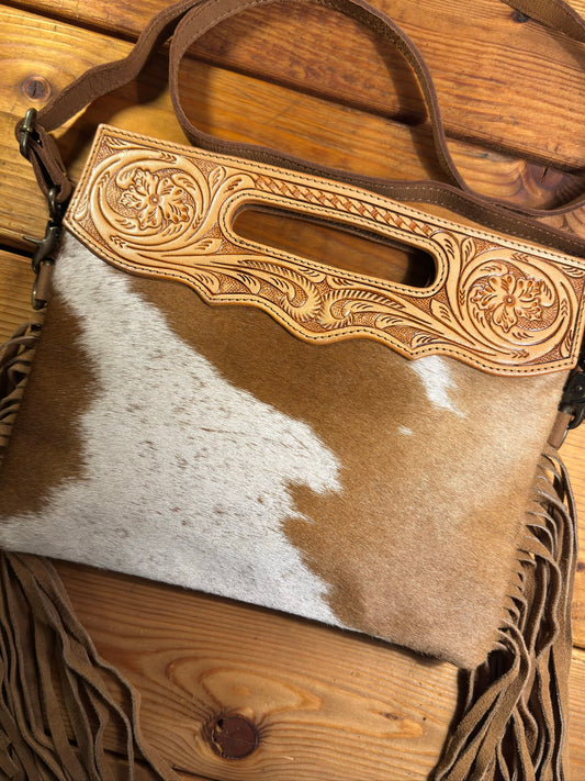 Light Tooling Cowhide Purse - LP03