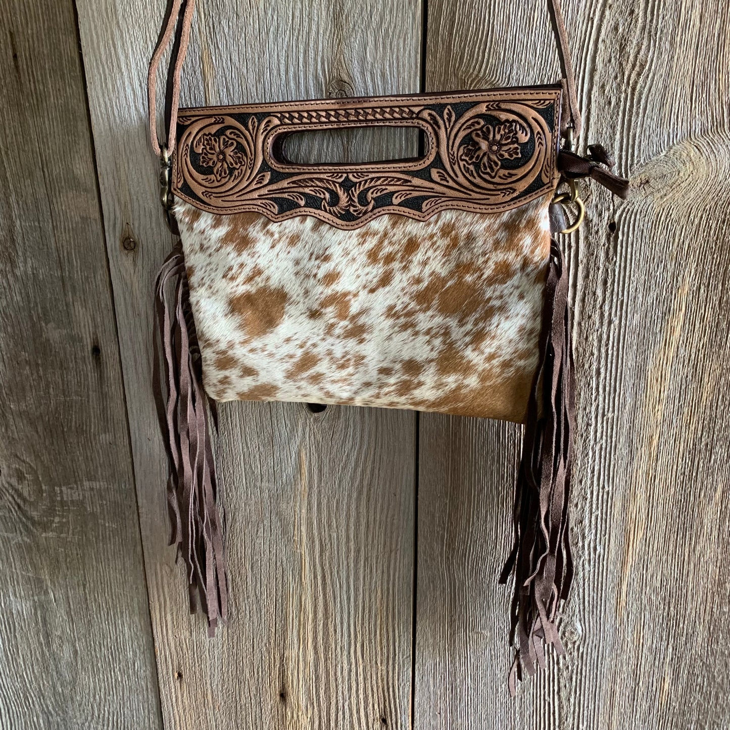 Cowhide Tooled Fringe Purse - 07