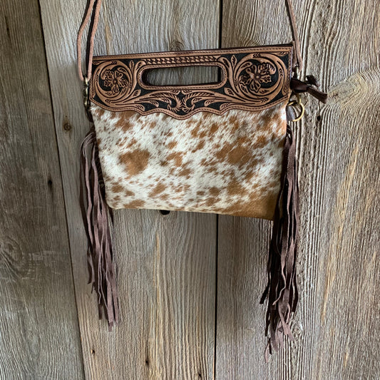 Cowhide Tooled Fringe Purse - 07