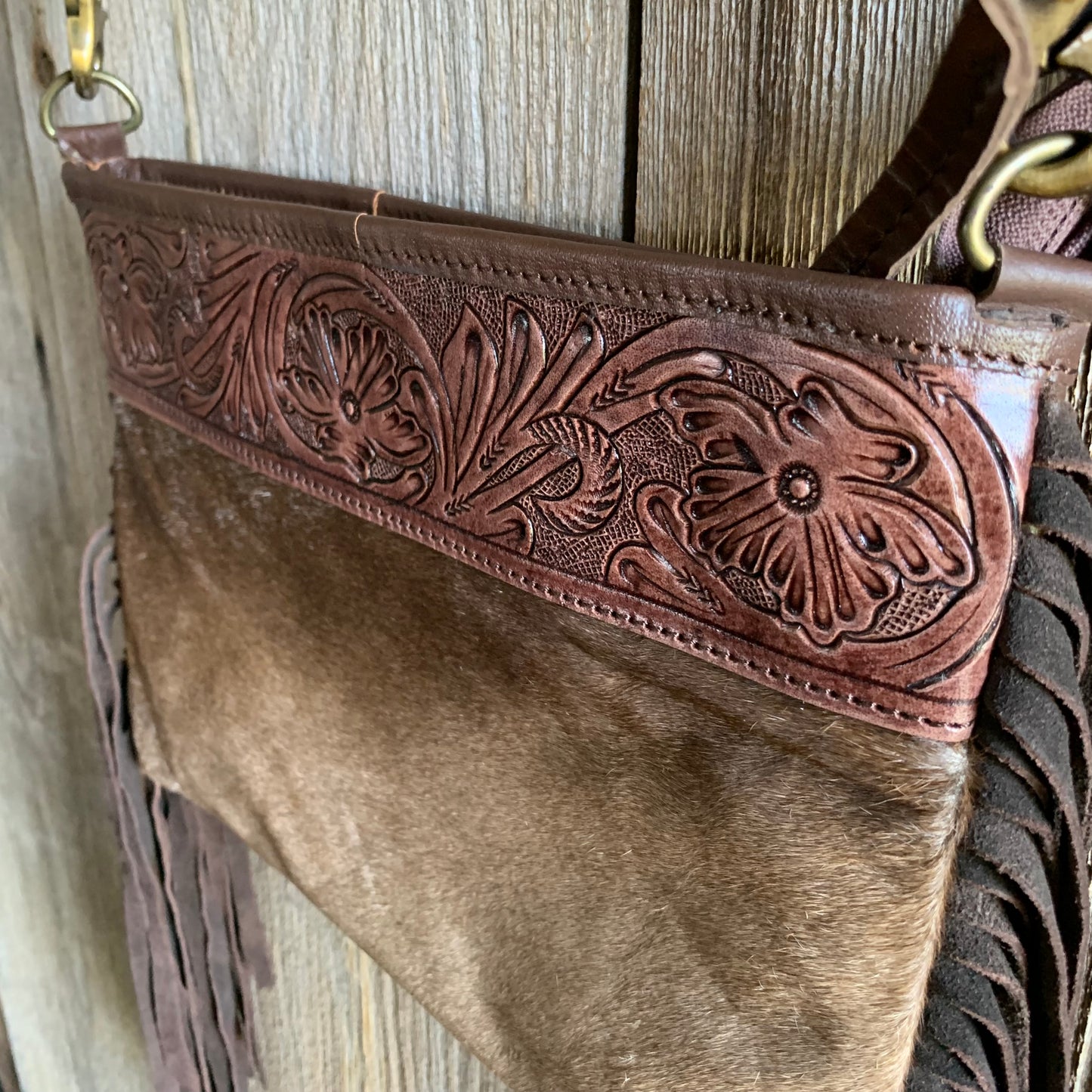 Cowhide Tooled Fringe Purse - 10