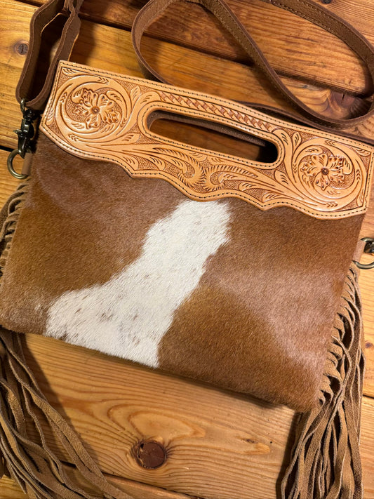 Light Tooling Cowhide Purse - LP01