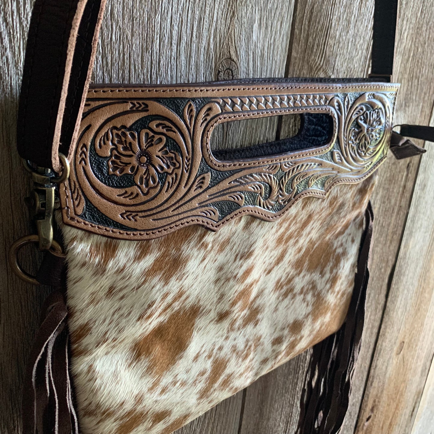 Cowhide Tooled Fringe Purse - 07