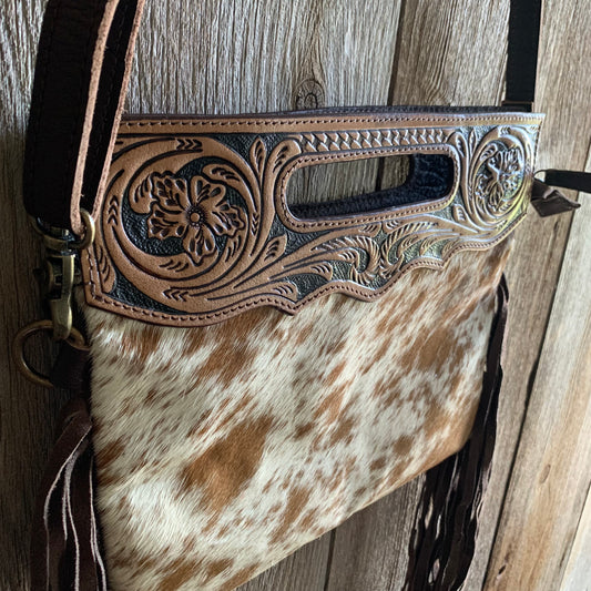 Cowhide Tooled Fringe Purse - 07