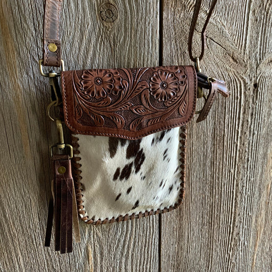 Cowhide Tooled Fringe Purse - 09