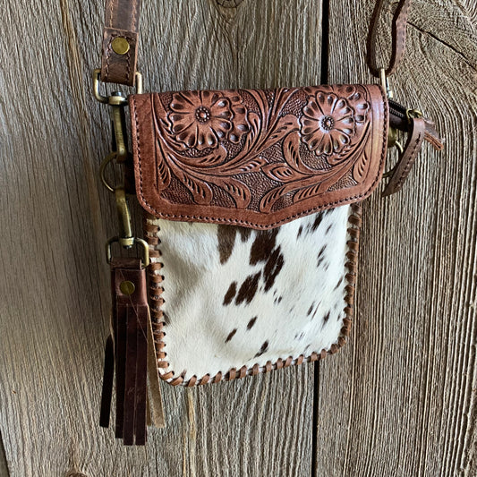 Cowhide Tooled Fringe Purse - 09