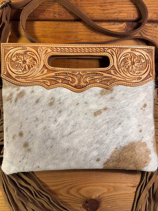 Light Tooling Cowhide Purse - LP02