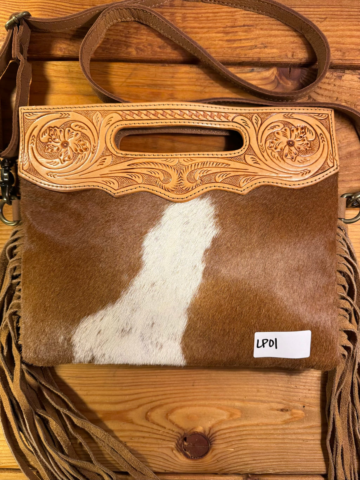 Light Tooling Cowhide Purse - LP01
