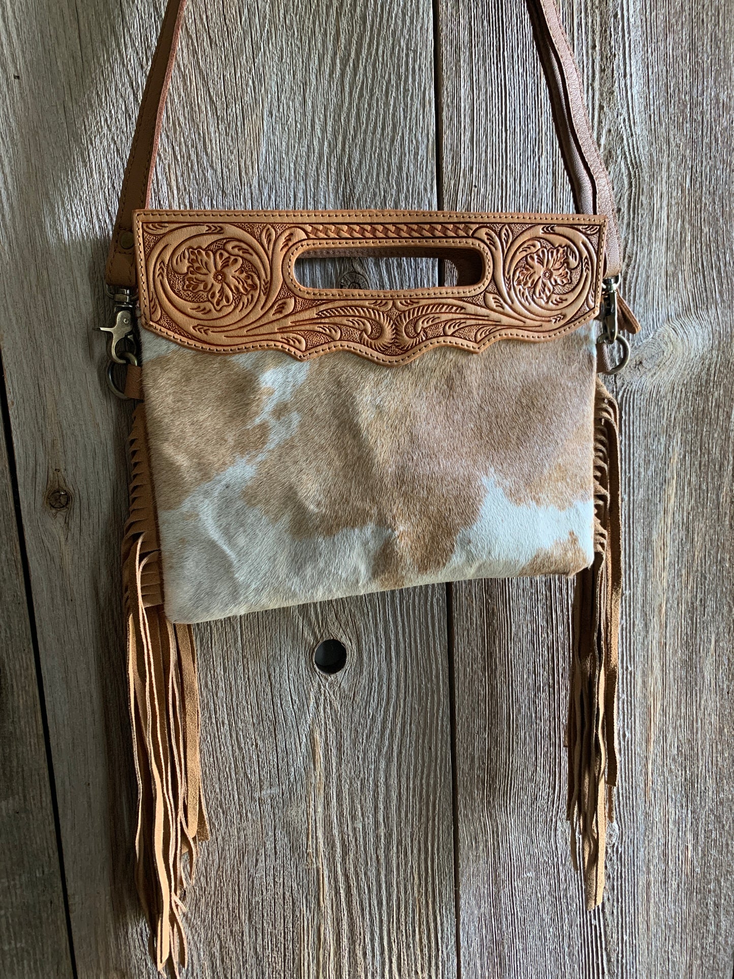 Cowhide Tooled Fringe Purse - 03