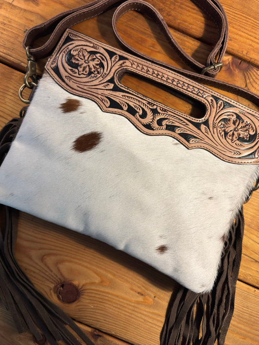 Dark Tooling Cowhide Purse - DP06