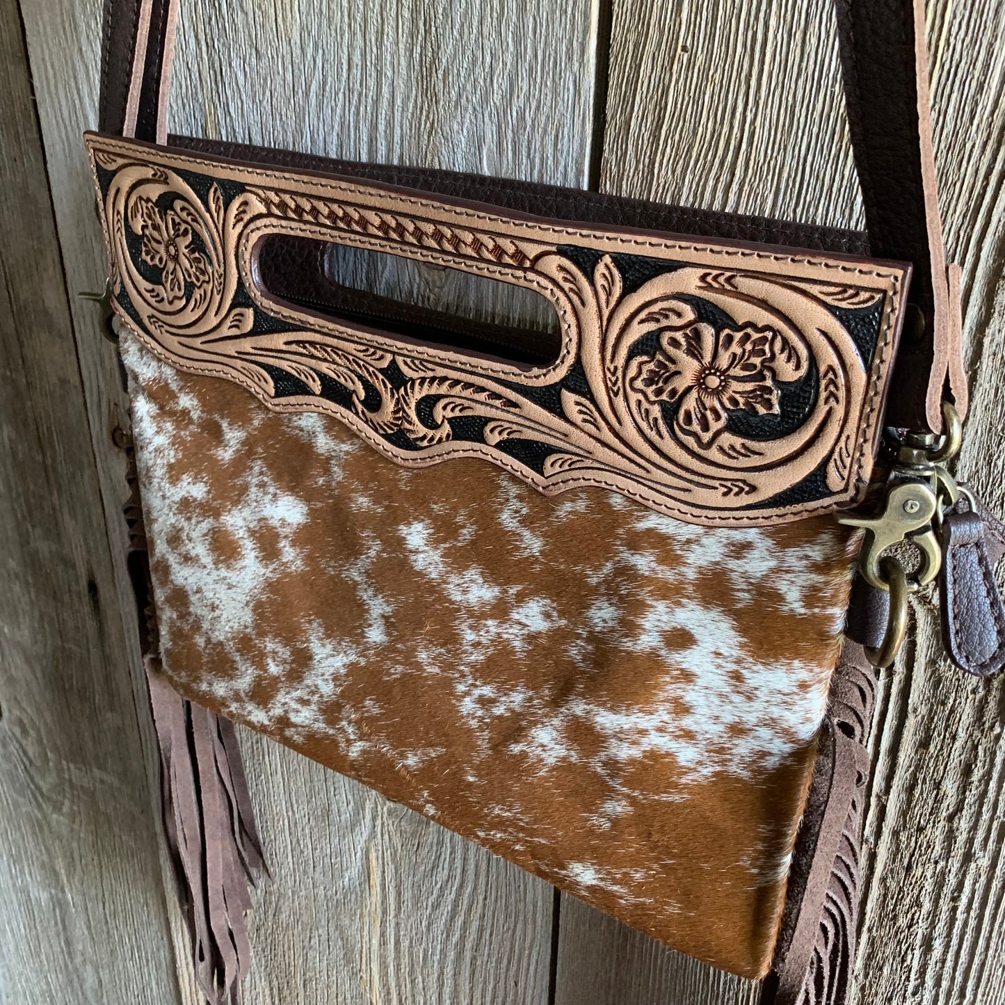 Cowhide Tooled Fringe Purse - 06