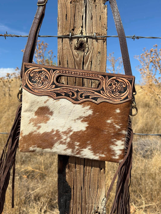 Dark Tooling Cowhide Purse
