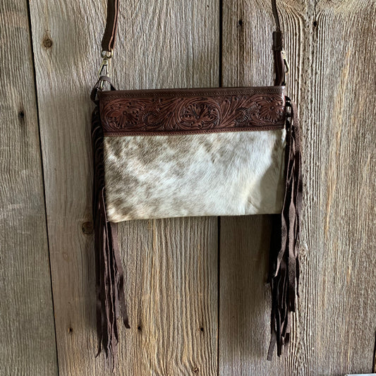 Cowhide Tooled Fringe Purse - 04