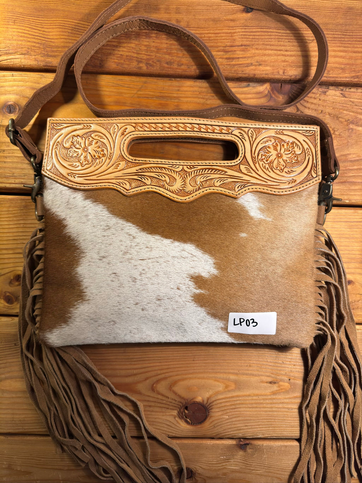 Light Tooling Cowhide Purse - LP03