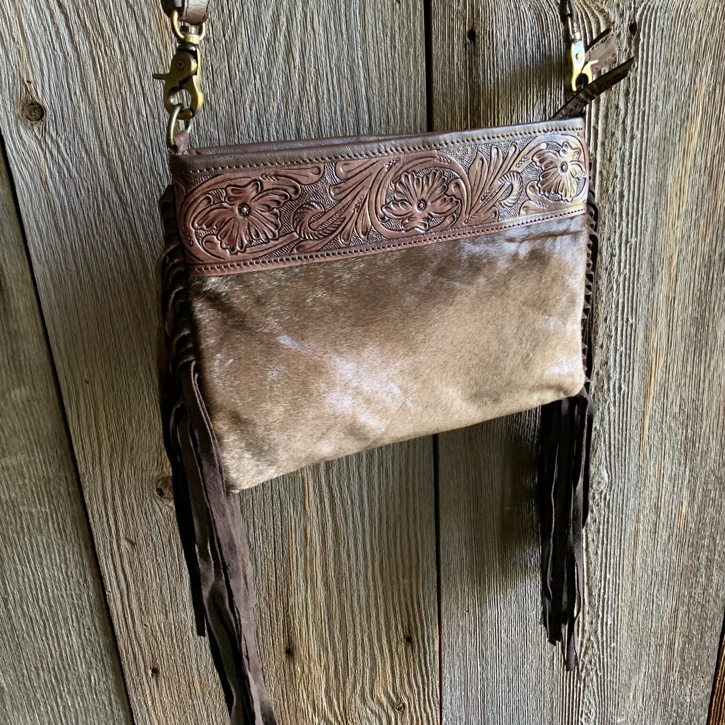 Cowhide Tooled Fringe Purse - 10