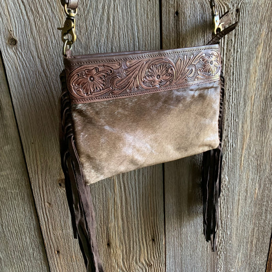 Cowhide Tooled Fringe Purse - 10