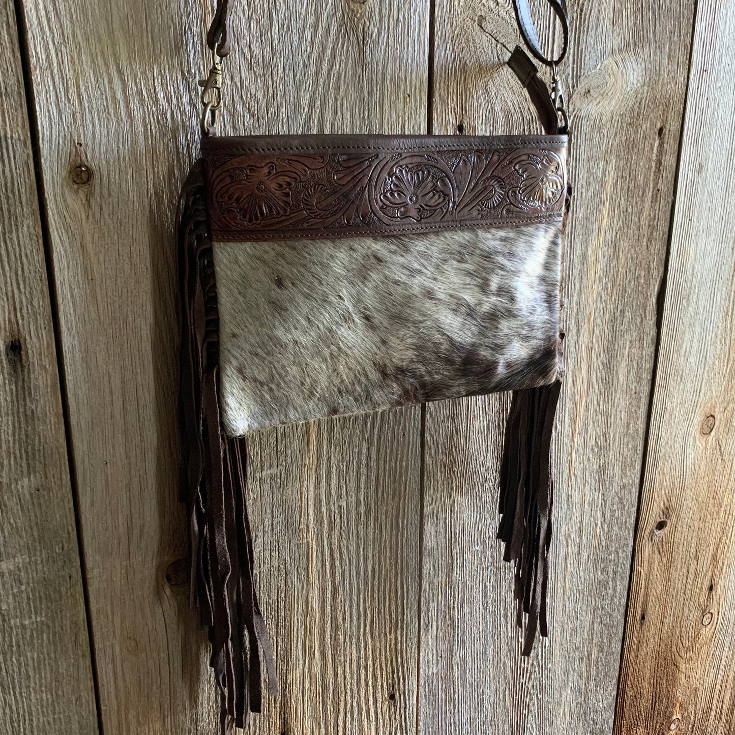 Cowhide Tooled Fringe Purse - 08