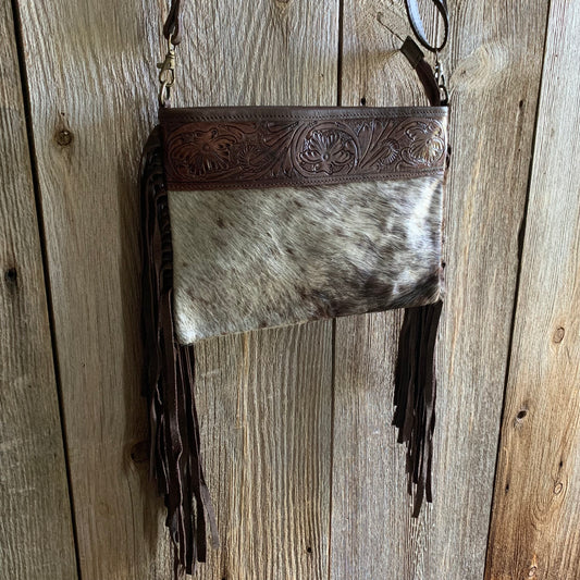 Cowhide Tooled Fringe Purse - 08