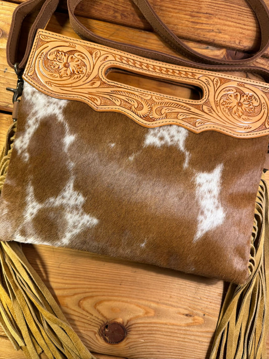Light Tooling Cowhide Purse - LP05