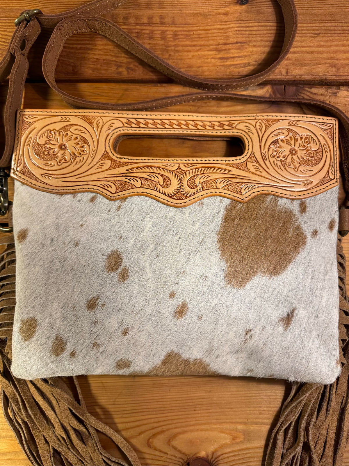 Light Tooling Cowhide Purse - LP04