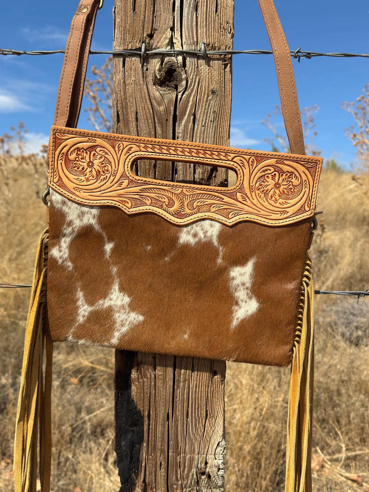 Light Tan Tooling Cowhide Purse