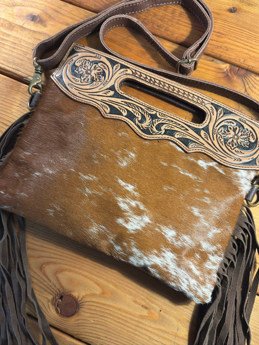 Dark Tooling Cowhide Purse - DP07