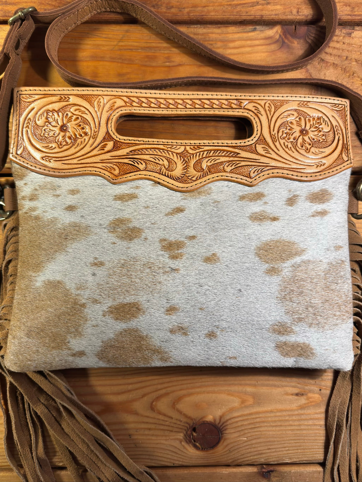 Light Tooling Cowhide Purse - LP06
