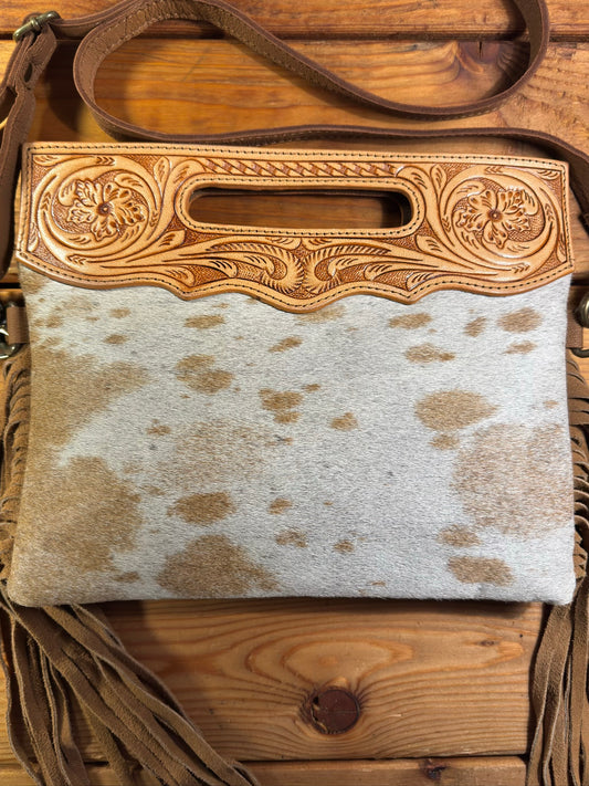 Light Tooling Cowhide Purse - LP06
