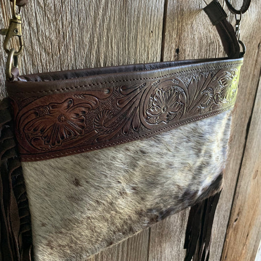 Cowhide Tooled Fringe Purse - 08