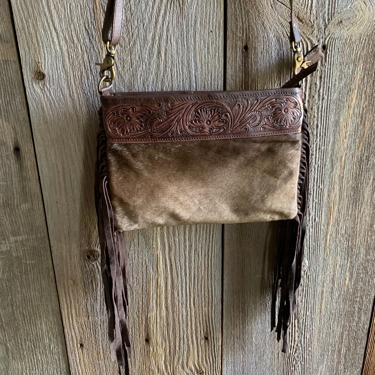 Cowhide Tooled Fringe Purse - 10