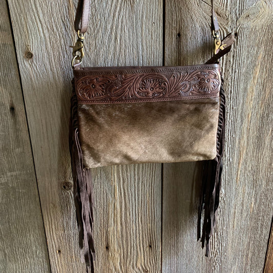 Cowhide Tooled Fringe Purse - 10