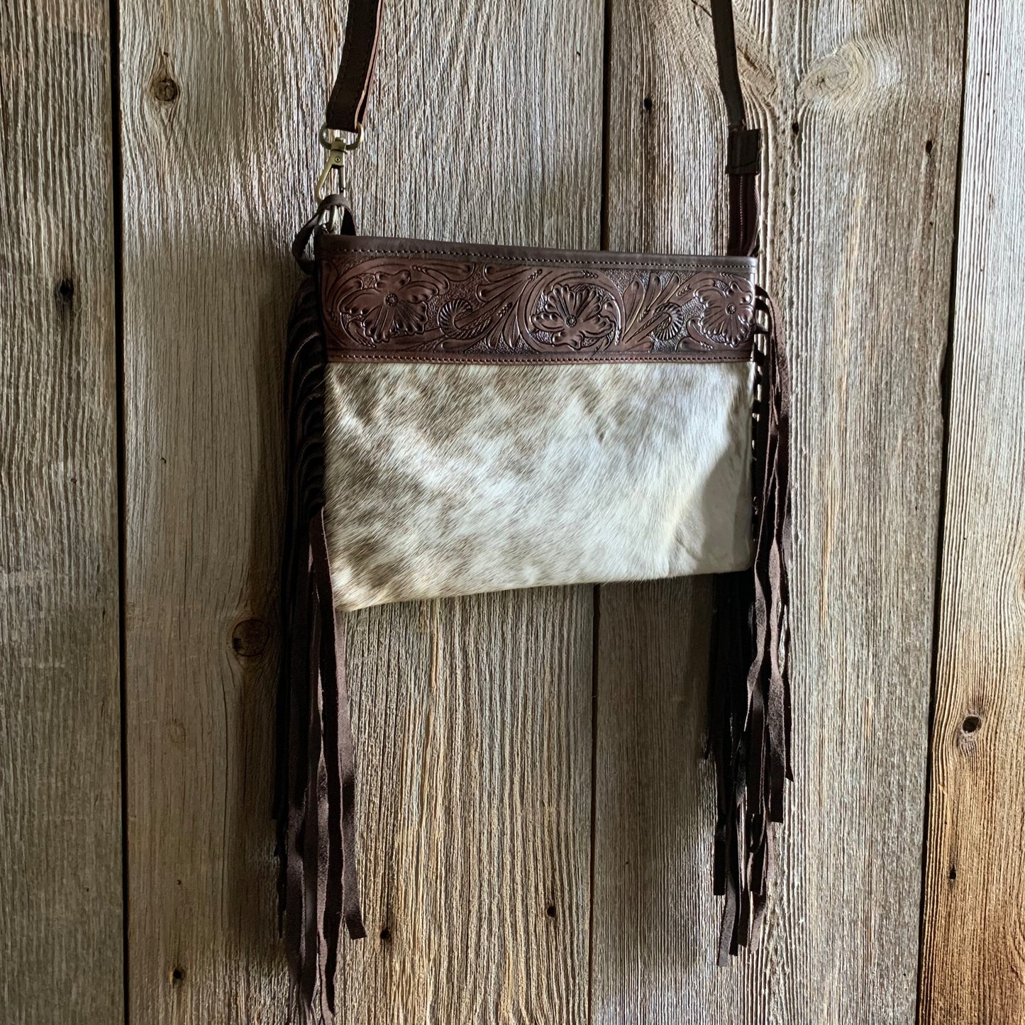 Cowhide Tooled Fringe Purse - 04