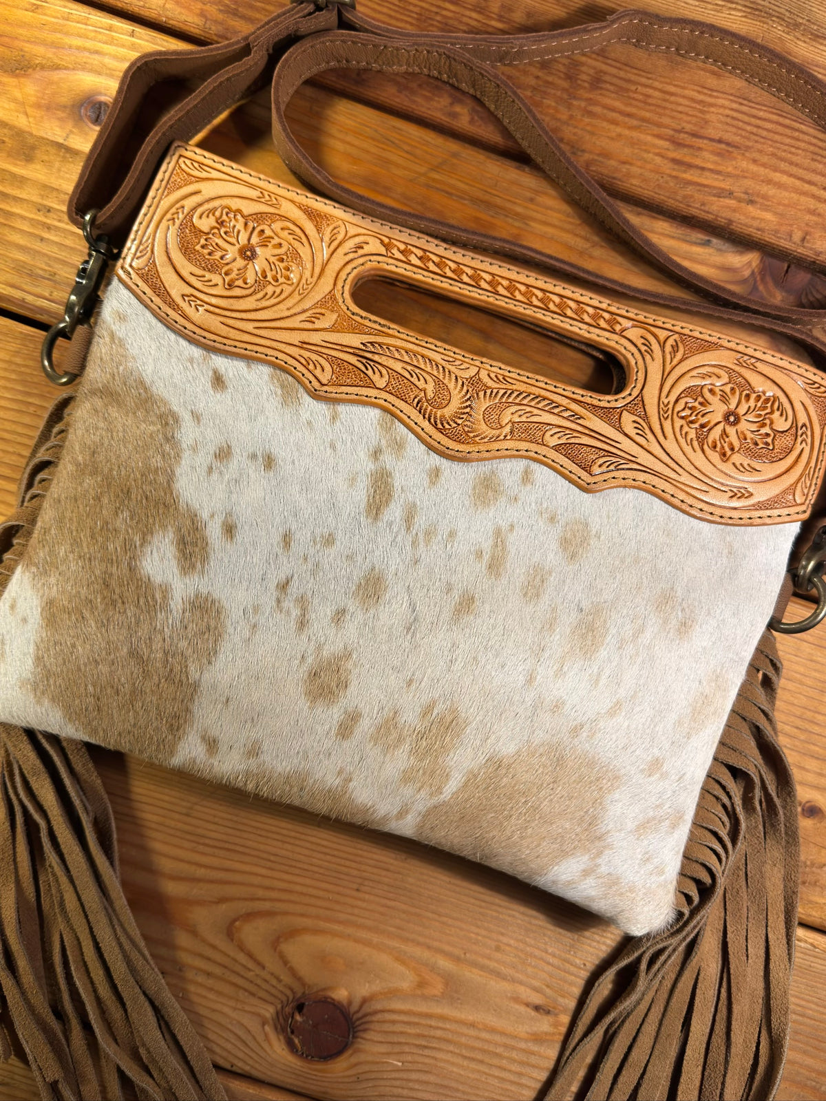 Light Tooling Cowhide Purse - LP07