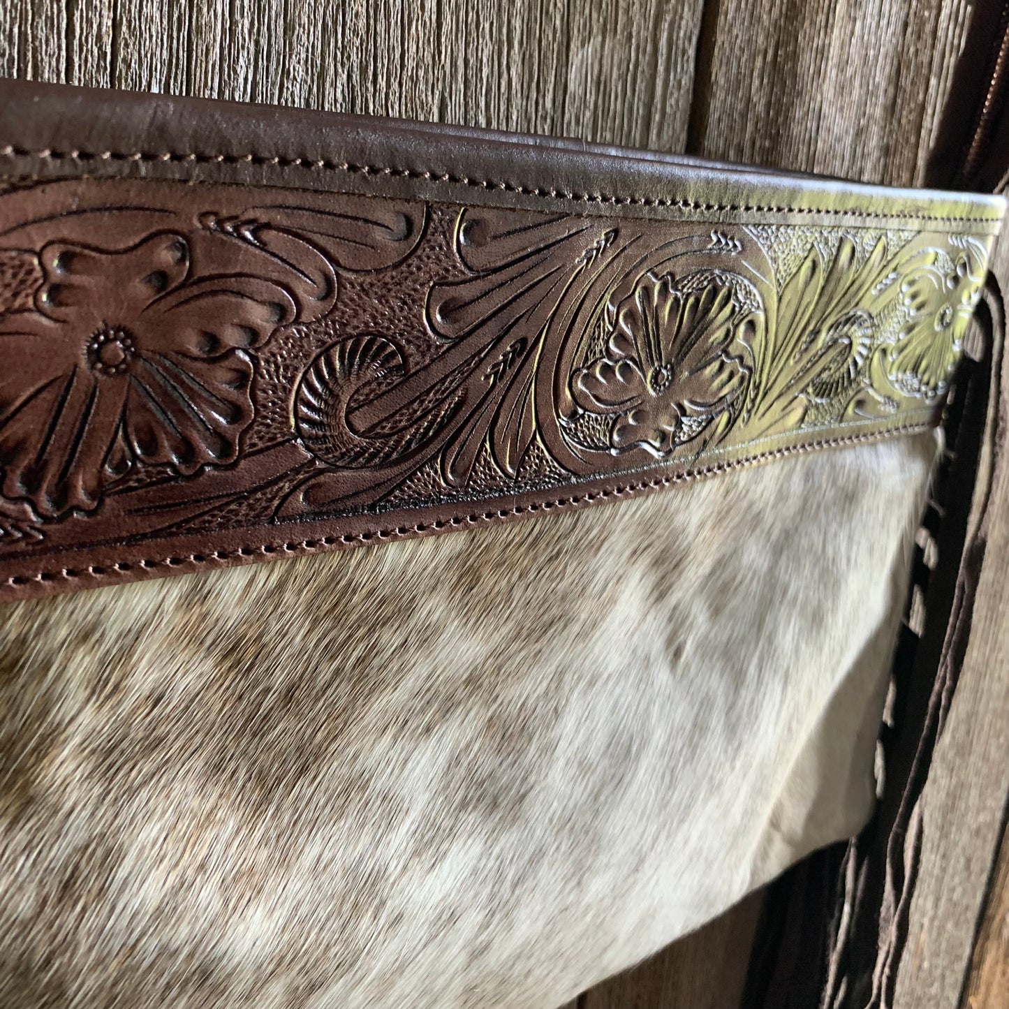 Cowhide Tooled Fringe Purse - 04