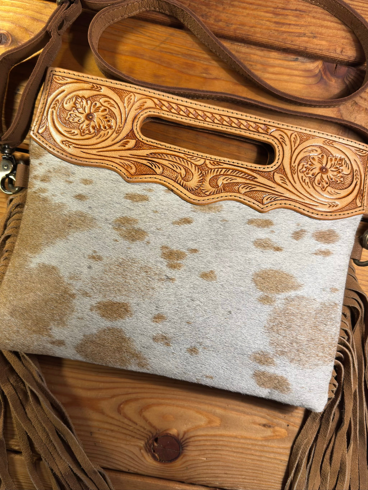 Light Tooling Cowhide Purse - LP06