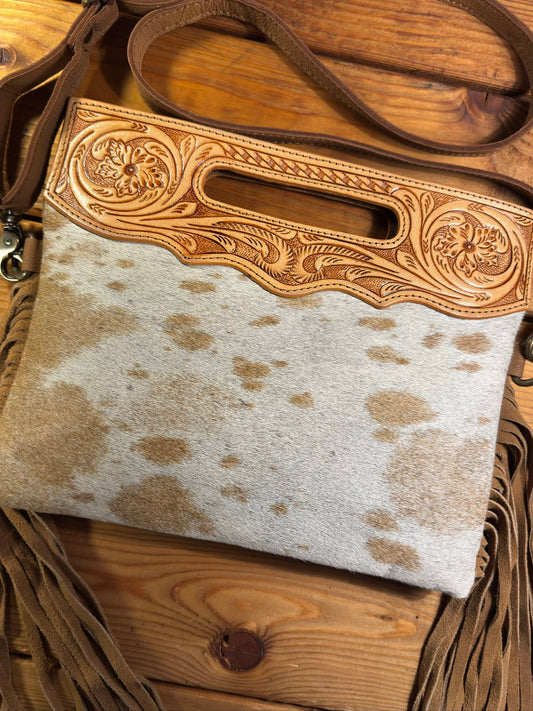 Light Tooling Cowhide Purse - LP06