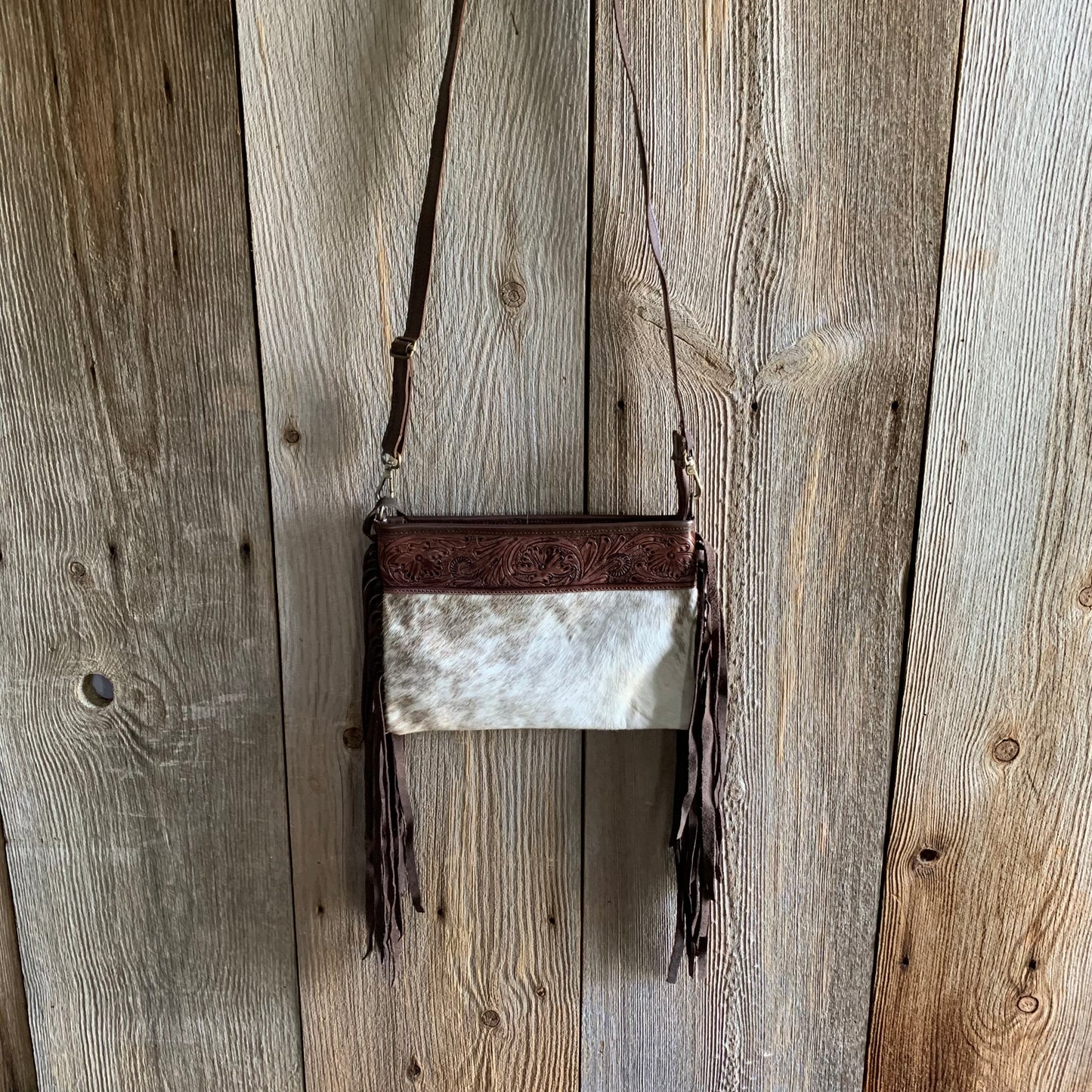 Cowhide Tooled Fringe Purse - 04